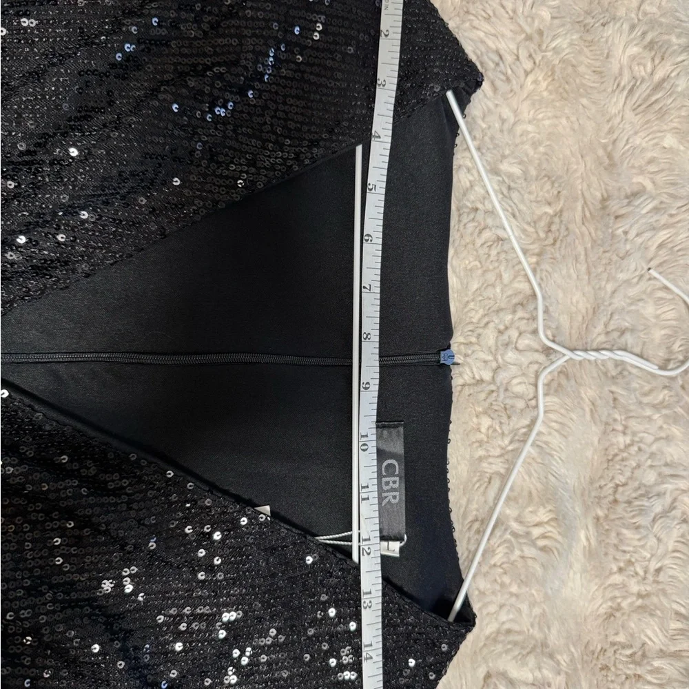 CBR Black Sequin Long Sleeve Wrap-Front Dress - Picture 6 of 7